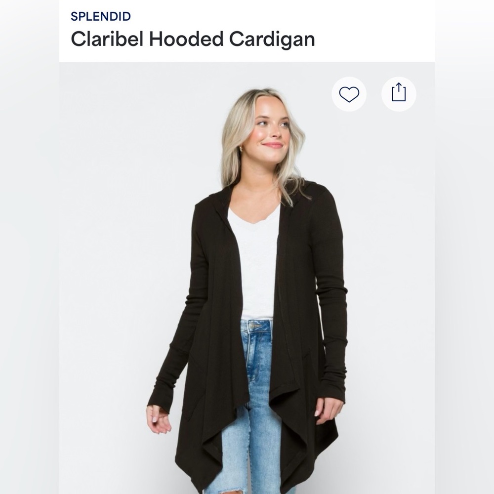 Splendid Hooded Women's Black Open Front Cardigan